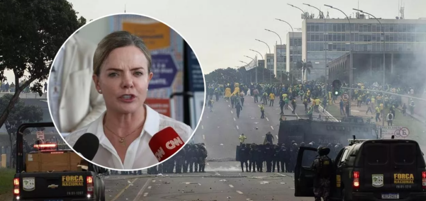 “Punir os mandantes do 8 de janeiro é a prioridade das prioridades para a paz no Brasil”, diz Gleisi após atentado