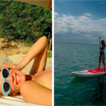 Mariana Ximenes comemora chegada do verão com mergulho no mar, stand-up paddle e topless