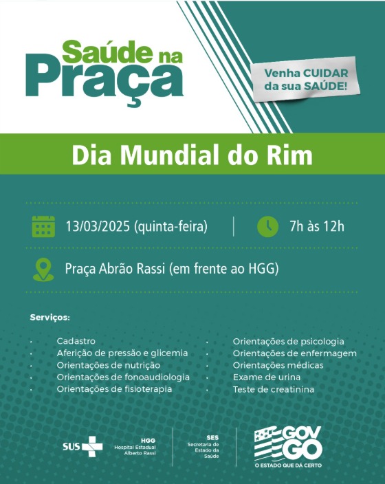 HGG celebra Dia Mundial do Rim em mais uma edição do Saúde na Praça HGG celebra Dia Mundial do Rim em mais uma edição do Saúde na Praça