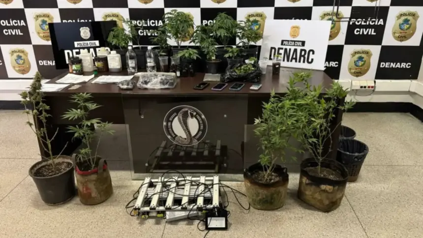 Polícia fecha laboratório de maconha usado na produção de óleo e shampoo Polícia fecha laboratório de maconha usado na produção de óleo e shampoo