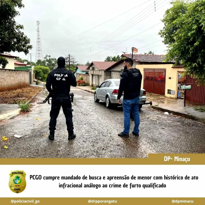 PCGO cumpre mandado de busca e apreensão contra adolescente investigado por ato infracional em Minaçu – Policia Civil do Estado de Goiás PCGO cumpre mandado de busca e apreensão contra adolescente investigado por ato infracional em Minaçu – Policia Civil do Estado de Goiás