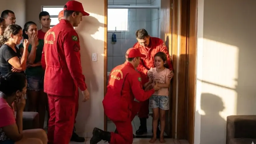 Criança de 7 anos fica presa em banheiro e é resgatada pelos bombeiros de Goianésia Criança de 7 anos fica presa em banheiro e é resgatada pelos bombeiros de Goianésia