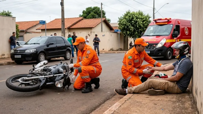 Motociclista fica ferido após acidente no Bairro Carrilho, em Goianésia Motociclista fica ferido após acidente no Bairro Carrilho, em Goianésia