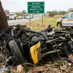 Acidente de moto na Br-060 mata tenente reformado da PM e sua esposa perto de Guapó