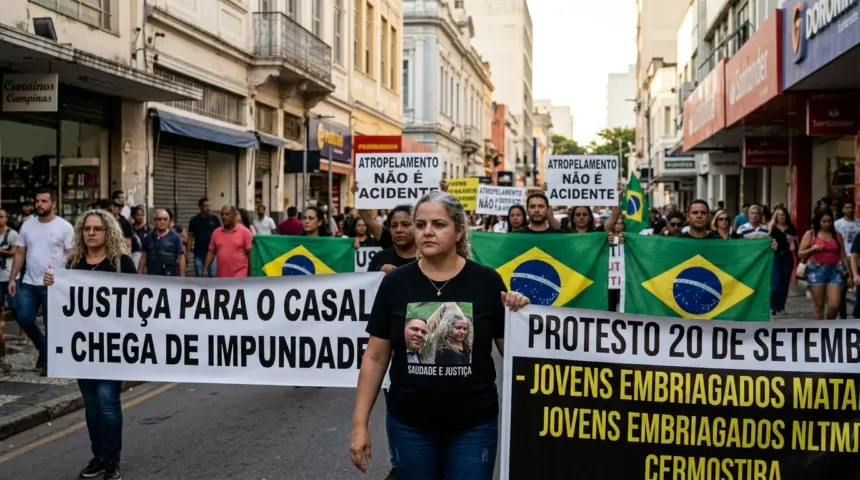 Familiares de casal morto em atropelamento em Goiânia organizam protesto por justiça Familiares de casal morto em atropelamento em Goiânia organizam protesto por justiça