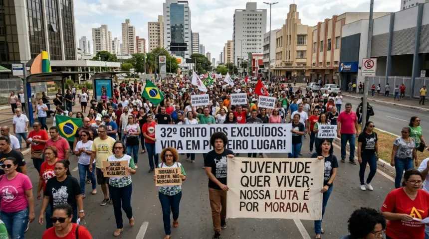 Grito dos Excluídos mobiliza centenas em Goiânia durante o 7 de setembro Grito dos Excluídos mobiliza centenas em Goiânia durante o 7 de setembro
