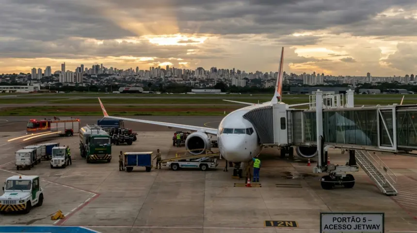 Pouso de emergência no Aeroporto de Goiânia mobiliza equipes após falha técnica